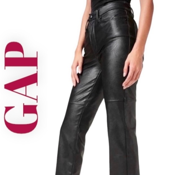 GAP 100% Genuine Leather Vintage Y2K Bootcut Moto Pants In Black, Size 8 - Picture 13 of 13